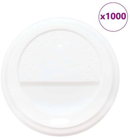 vidaXL Χάρτινα καπάκια καφέ Ø80 mm 8oz 1000 τεμάχια Λευκό πλαστικό