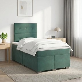 vidaXL Κρεβάτι box spring με στρώμα Σκούρο Πράσινο 120 x 190 cm