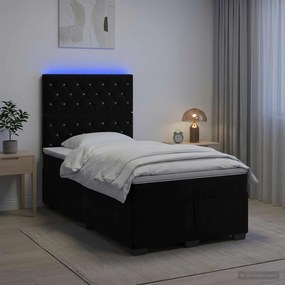 vidaXL Κρεβάτι box spring με στρώμα Μαύρο 120 x 200 cm Βελούδο