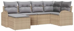 vidaXL Σετ Καναπέ Κήπου 6 pcs Μπεζ, ανοιχτό γκρι Πολυ ράταν