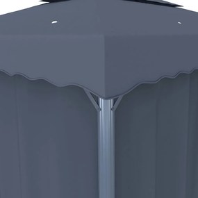 vidaXL Κιόσκι με Κουρτίνα και Φωτάκια LED Ανθρακί 3 x 3 μ.