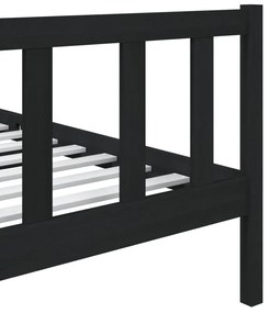 vidaXL Πλαίσιο Κρεβατιού Μαύρο 75 x 190εκ. από Μασίφ Ξύλο Small Single