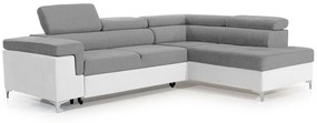 Γωνιακός καναπές κρεβάτι Trego, Γκρί με λευκό 274x98x202cm-Δεξιά πλευρά-BOG7495