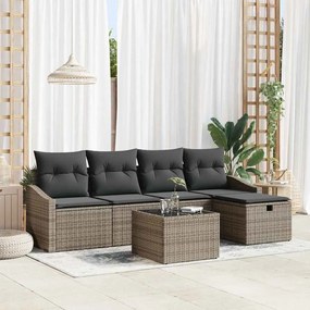 vidaXL Σετ Καναπέ Κήπου 6 pcs Γκρι 55 x 55 x 37 εκ Πολυ ράταν