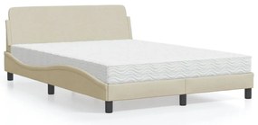 vidaXL Κρεβάτι με Στρώμα Dover Κρεμ 140x190 εκ. Υφασμάτινο