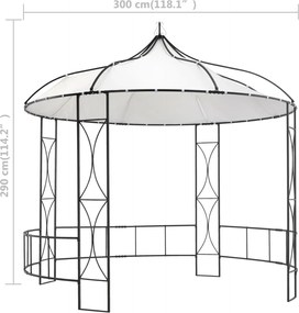 vidaXL Κιόσκι Στρογγυλό Λευκό 300 x 290 εκ.