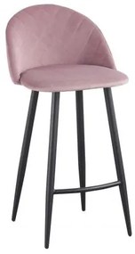 BELLA Σκαμπώ Bar Μέταλλο Βαφή Μαύρο / Ύφασμα Velure Dirty Pink 48x55x70/94cm ΕΜ758,1