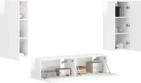 vidaXL Σετ επίπλου τηλεόρασης 4 pcs Υψηλής γυαλάδας λευκό