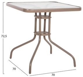 ΤΡΑΠΕΖΙ ΕΞΩΤ.ΧΩΡΟΥ FIGO  ΜΕΤΑΛΛΟ ΣΑΜΠΑΝΙ-ΓΥΑΛΙΝΗ ΕΠΙΦΑΝΕΙΑ 70Χ70Χ72,5Υεκ