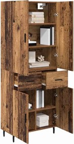 vidaXL Highboard 2 pcs Παλιό Ξύλο 69,5 x 34 x 180 εκ.