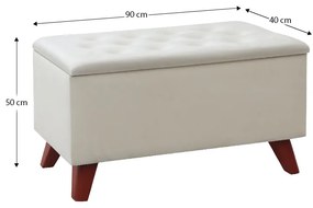 Σκαμπώ - Ταμπουρέ Lotus Megapap βελούδινο χρώμα κρεμ 90x40x50εκ.