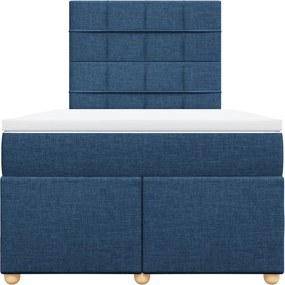 vidaXL Κρεβάτι Boxspring με Στρώμα Μπλε 120x190 εκ. Υφασμάτινο