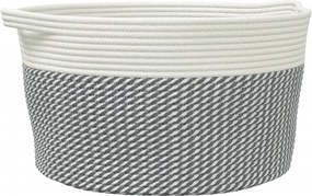 vidaXL Καλάθι Αποθήκευσης Γκρι και Λευκό Ø40 x 25 εκ. Βαμβακερό