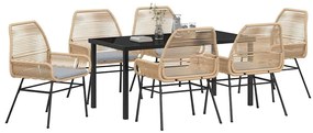 vidaXL Σέτ φαγητού για κήπο 7 pcs Καφέ συνθετικό ρατάν