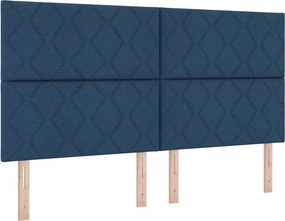vidaXL LED Κρεβάτι με βάθρο με κεφαλάρι Μπλε 180 x 200 cm ύφασμα