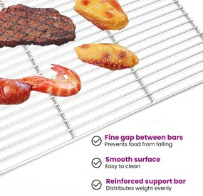 vidaXL BBQ Grill Grate με Χερούλια Ορθογώνιο 50x35 εκ. 304 Ανοξείδωτο Ατσάλι