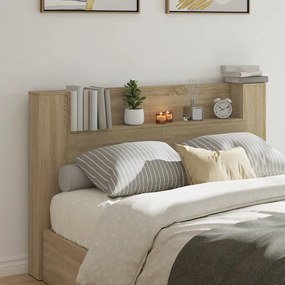 vidaXL Κεφαλάρι με Αποθηκ. Χώρο &amp; LED Sonoma Δρυς 160x16,5x103,5 εκ.