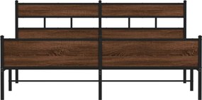 vidaXL Σκελετός Κρεβ. Χωρίς Στρώμα Καφέ Δρυς 193x203 εκ. Μεταλλικό