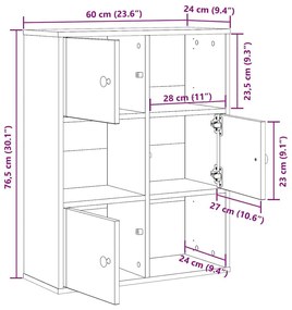 Βιβλιοθήκη Μαύρη Δρυς 60x24x76,5 εκ. Κατασκευασμένο ξύλο - Μαύρο