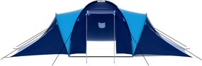 vidaXL Σκηνή Camping 9 Ατόμων Σκούρο Μπλε / Μπλε Υφασμάτινη