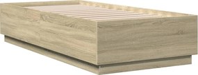 vidaXL Πλαίσιο Κρεβατιού με LED Sonoma Δρυς 90x200 εκ. Επεξεργ. Ξύλο