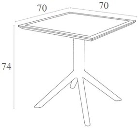 SKY WHITE 70X70X74ΕΚ. ΤΡΑΠΕΖΙ ΠΟΛ/ΝΙΟΥ