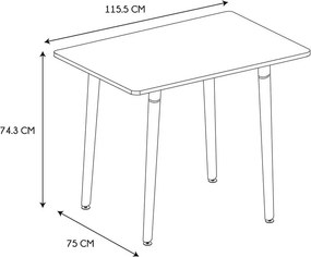Τραπέζι Home Deco Factory - 115.5x75x74.3cm
