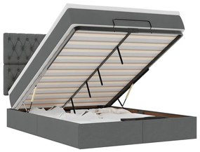 vidaXL Οθωμανικό κρεβάτι με στρώμα & LEDs Σκούρο γκρι 140x190cm Ύφασμα