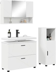 vidaXL Σετ Επίπλων Μπάνιου 3 τμχ. Λευκό 76,5 x 35 x 64 εκ