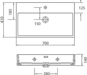 Esvit Daphne 53760 - Νιπτήρας Μπανιου 60x42