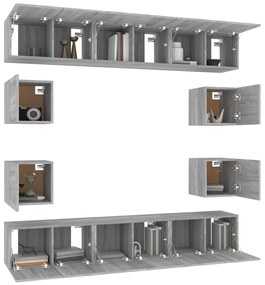 vidaXL Σετ Επίπλων Τηλεόρασης 10 τεμ. Γκρι Sonoma Επεξεργασμένο Ξύλο