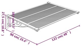 vidaXL Στέγαστρο Πόρτας Γκρι & Διαφανές 122x90 εκ από Πολυκαρβονικό