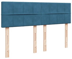 Κρεβάτι Boxspring με Στρώμα Μπλε 140x190 εκ. Βελούδινο - Μπλε