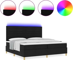 vidaXL LED Κρεβάτι με βάθρο με στρώμα Μαύρο 200 x 200 cm ύφασμα