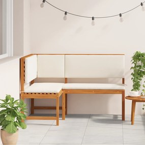 vidaXL Bέντσα γωνίας κήπου  με μαξιλάρια 140x100x91 εκ από συμπαγές ξύλο ακακίας