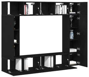 vidaXL Σετ Ντουλαπιών Τηλεόρασης Επιτοίχιο 8 pcs Μαύρη δρυς