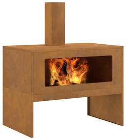 vidaXL Φωτιά  με καμινάδα 80x50x96 εκ. Φθαρμένο Ατσάλι