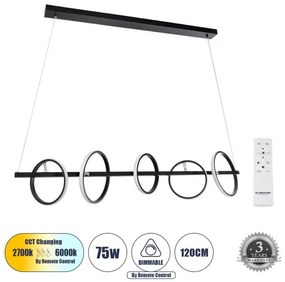Κρεμαστό Φωτιστικό Οροφής Design CIRCOLARE 61319 GloboStar-61319-Μαύρο 61319