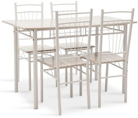 Dining set Roza 5pcs color light grey - legs white gloss 120x70x75cm 120x70x75 εκ.