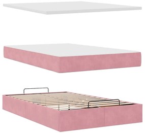 vidaXL Οθωμανικό κρεβάτι με στρώμα ροζ 120x200cm Velvet