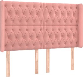 vidaXL Κρεβάτι Boxspring με Στρώμα &amp; LED Ροζ 140x190 εκ. Βελούδινο