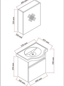 Stewehome Σετ Έπιπλο Μπάνιου Λευκό MDF με Νιπτήρα &amp;amp; Καθρέπτη 52x30x59 cm