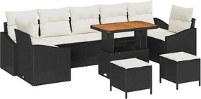 vidaXL Σετ Καναπέ Κήπου με μαξιλάρι 10 pcs Μαύρο Πολυ ράταν