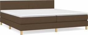 vidaXL Κρεβάτι Boxspring με Στρώμα Σκούρο Καφέ 200x200 εκ. Υφασμάτινο