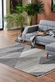 Stewehome Σκανδιναβικό χαλί με πλεκτή ψάθα και μπούκλες μοντέρνου στιλ 80x150x6 cm