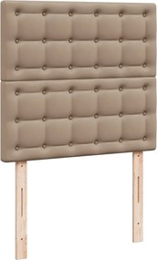 vidaXL Κρεβάτι Boxspring με Στρώμα Καπουτσίνο 90x200εκ.από Συνθ. Δέρμα