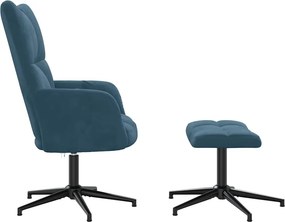 vidaXL Πολυθρόνα Relax Μπλε Βελούδινη με Σκαμπό