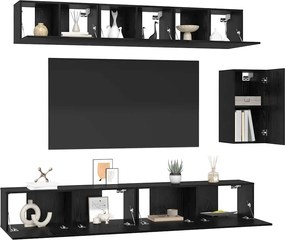 vidaXL Σετ επίπλου τηλεόρασης 6 pcs Μαύρη Οξυά Επεξεργασμένο ξύλο