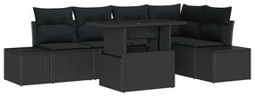 vidaXL Σετ Καναπέ Κήπου με μαξιλάρι 6 pcs Μαύρο Πολυ ράταν