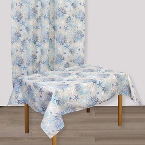 Τραπεζομάντηλο Σχ. Κοράλι Blue Viopros 140Χ140 Cotton-Polyester